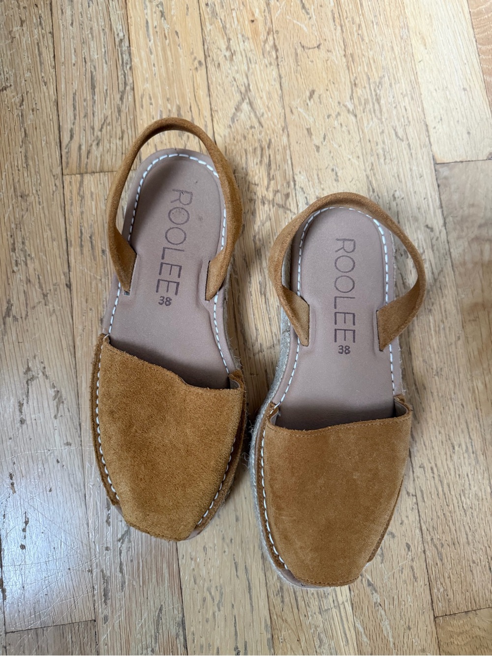 Roolee Cognac Suede Slingback Sandals